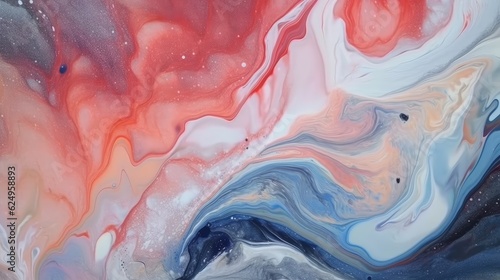 Colorful pastel swirl of blue and red marble, abstract background. Generative AI