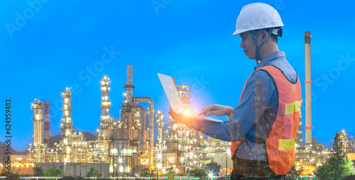 Production engineers work in oil and gas refineries.