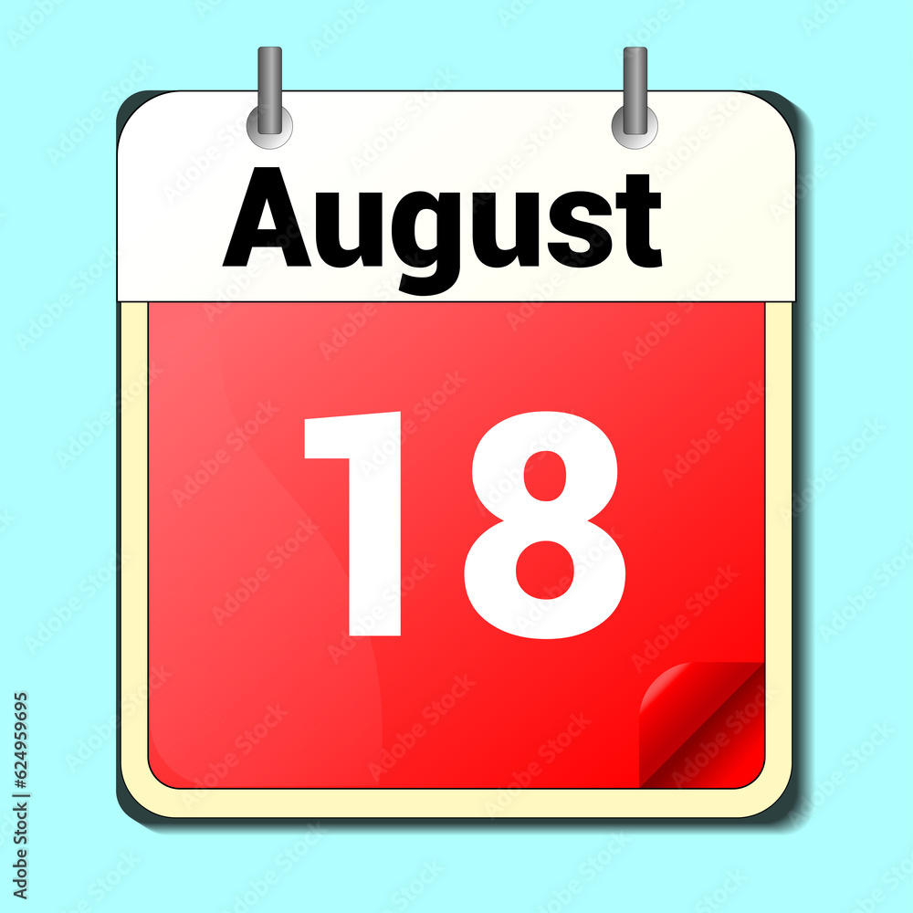 Fototapeta premium day on the calendar, vector image format, August 18.