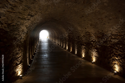 Athens, Greece / April 2025: Passageway at The Panathenaic stadium, Kallimarmaro