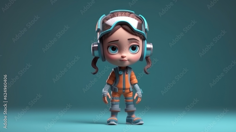 cute girl cartoon characters wearing futuristic clothes. Created with Generative AI. cute girl cartoon characters wearing futuristic clothes. Created with Generative AI.