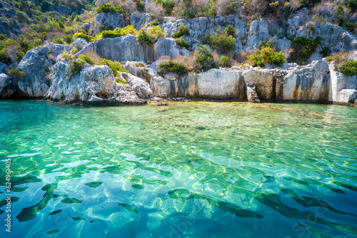 Ancient ruins underwater on the shores of Kekova Island. Antalya, Turkey. © Erman Gunes