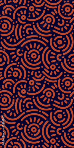 Seamless doodle geometric pattern. Abstract modern background with circles and curves. Hipster Memphis style.