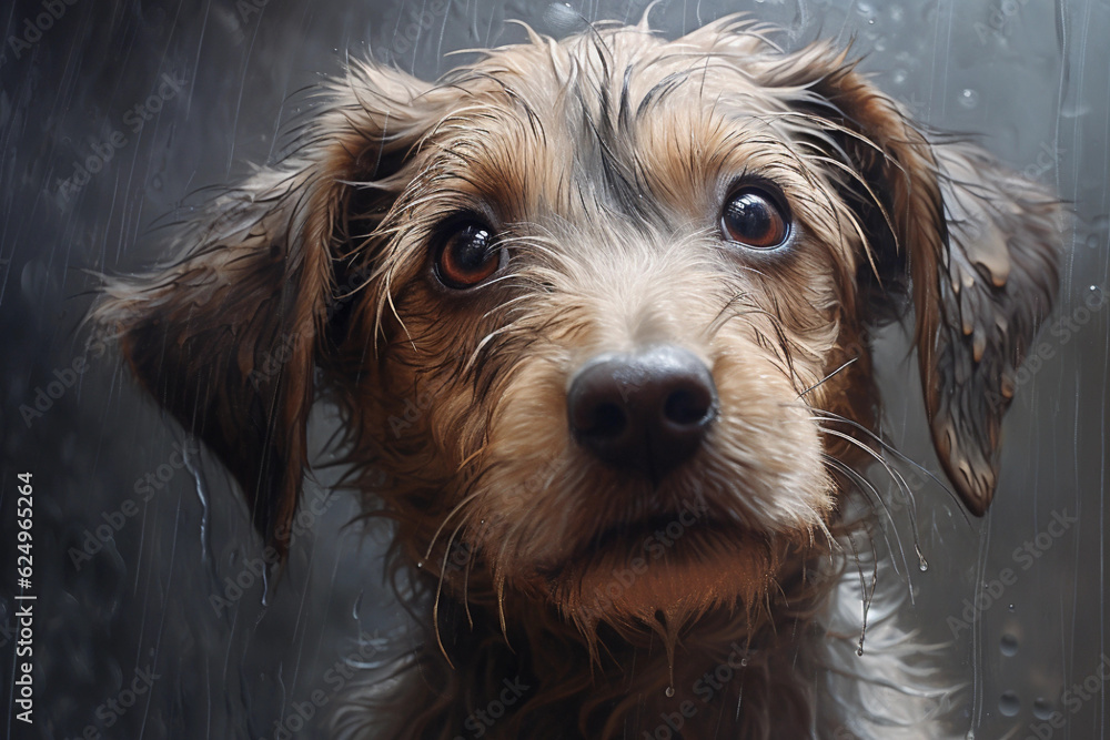 Small Brown Wet Dog