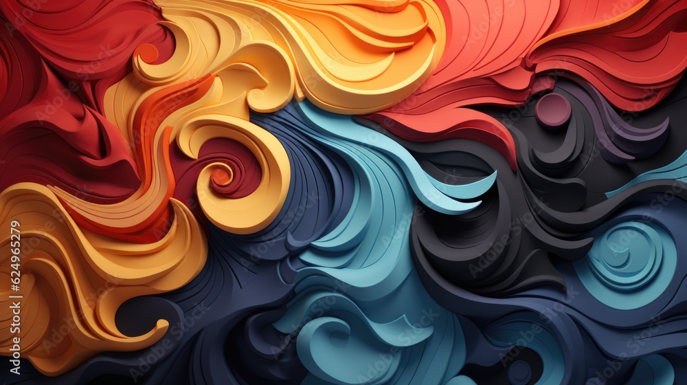 A close up of a colorful background with swirls. Generative AI. A close up of a colorful background with swirls. Generative AI.