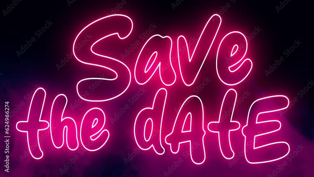 Vidéo Stock 4k Ultra Hd Video Save The Date Text Electric Red Lighting Text With Animation On 8270