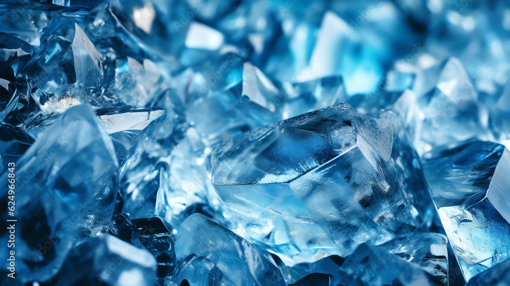 Blue frozen ice crystals structure surface transparent texture - Generative AI Blue frozen ice crystals structure surface transparent texture - Generative AI