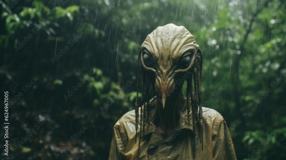Enigmatic Shadows: Creepy Creature in the Rainy Jungle, Monsterous Ghost Alien Generative AI Enigmatic Shadows: Creepy Creature in the Rainy Jungle, Monsterous Ghost Alien Generative AI
