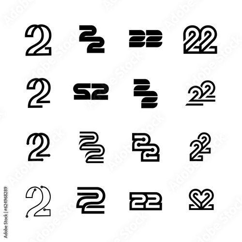 22 letter monogram logo icon design template set collection