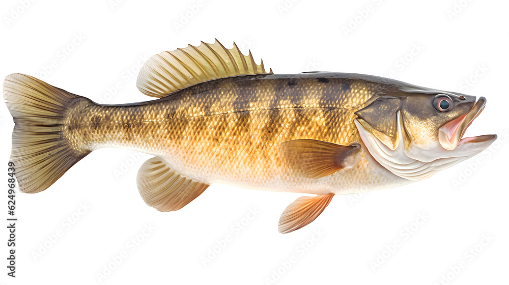 Largemouth bass fish isolated on transparent background
 - obrazy, fototapety, plakaty 