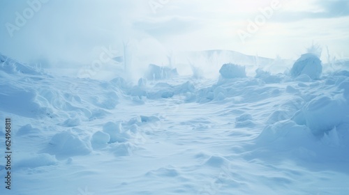 Frozen Extraterrestrial: Ice Snow Alien Planet Landscape Captured on 35mm Film Generative AI © Ecleposs