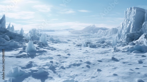 Frozen Extraterrestrial: Ice Snow Alien Planet Landscape Captured on 35mm Film Generative AI © Ecleposs