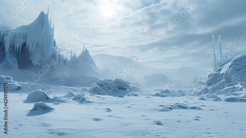 Wallpaper Mural Frozen Extraterrestrial: Ice Snow Alien Planet Landscape Captured on 35mm Film Generative AI Torontodigital.ca