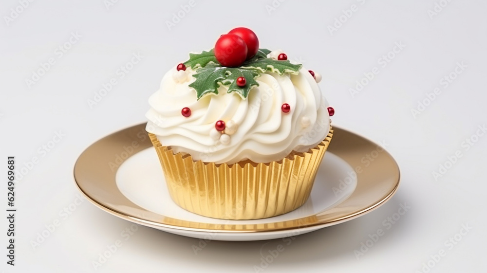 Christmas Cupcake Created with Generative AI Technology Christmas Cupcake Created with Generative AI Technology