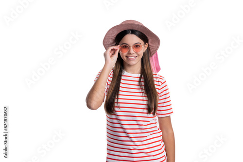 summer stylish teenager girl in studio, banner. photo of summer stylish teenager girl