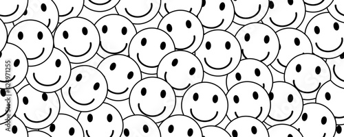 outline smile emoji seamless pattern
