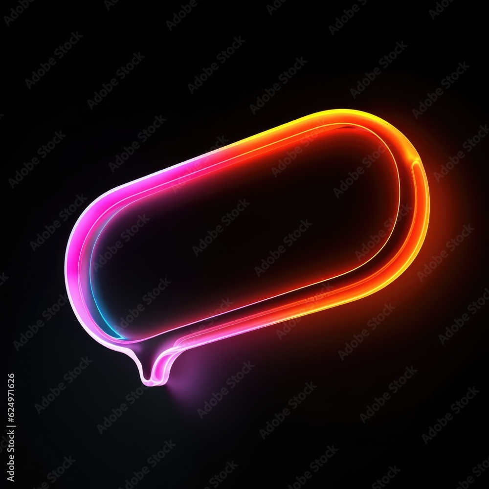 Luminous Conversations: Creative Neon Speech Bubble Icon 3D Render Isolated on Black Background Generative AI Luminous Conversations: Creative Neon Speech Bubble Icon 3D Render Isolated on Black Background Generative AI