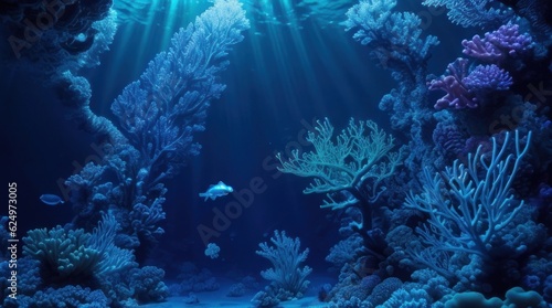 Underwater scene with corals and tropical fish made with Generative AI