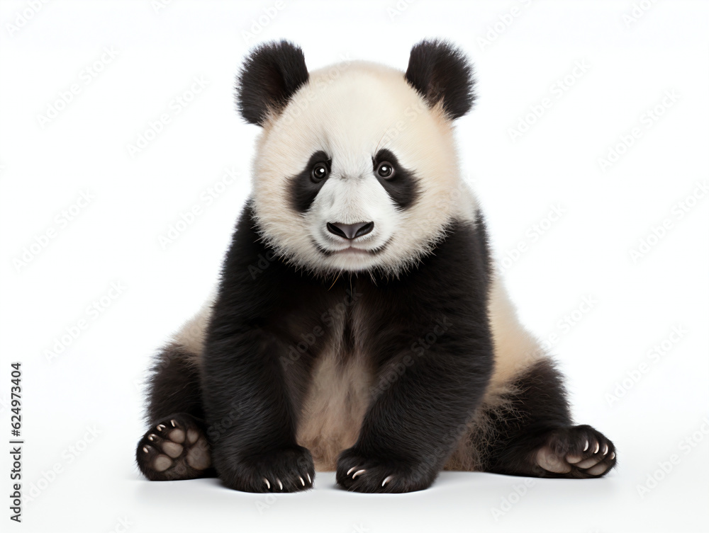Obraz premium Giant panda sat on a white background