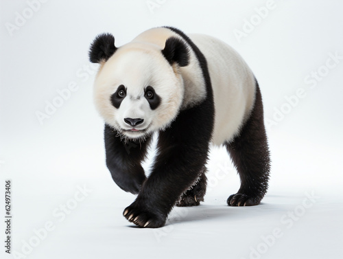 Giant panda walking on a white background photo