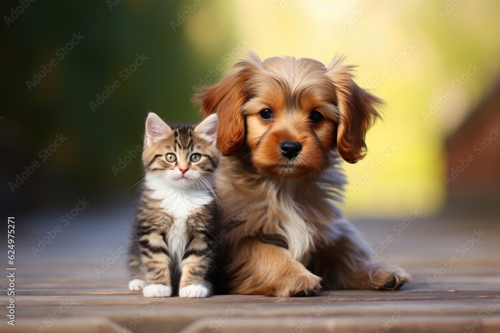 little kitten and puppy. ai generative little kitten and puppy. ai generative