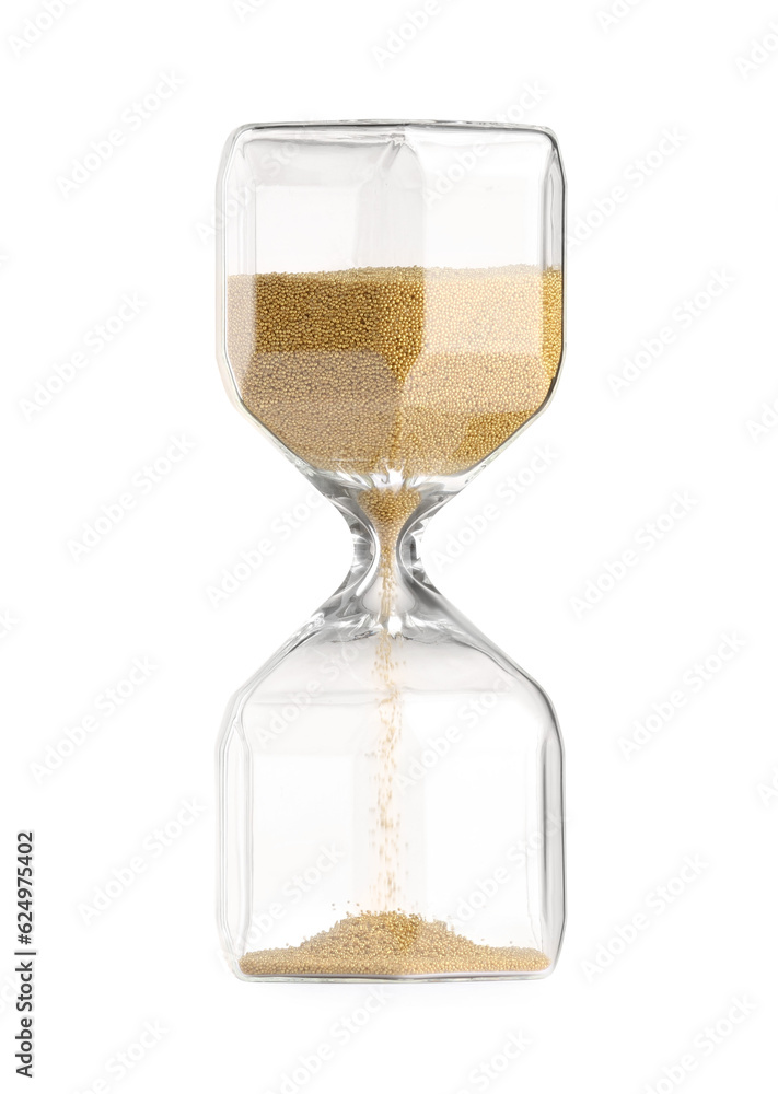 Hourglass with flowing sand isolated on white Hourglass with flowing sand isolated on white