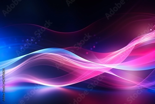 abstract futuristic background with gold PINK blue glowing neon moving high speed wave lines and bokeh lights. Data transfer concept Fantastic wallpaper   Generative AI © Kay