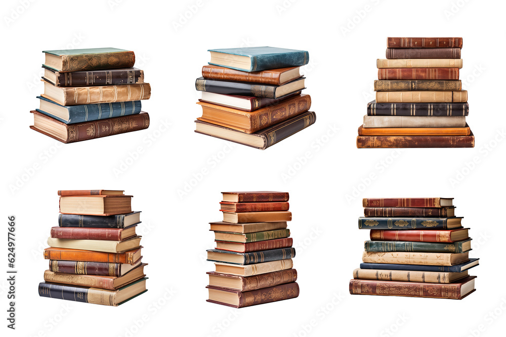 a pile of old books collection isolated on a transparent background a pile of old books collection isolated on a transparent background