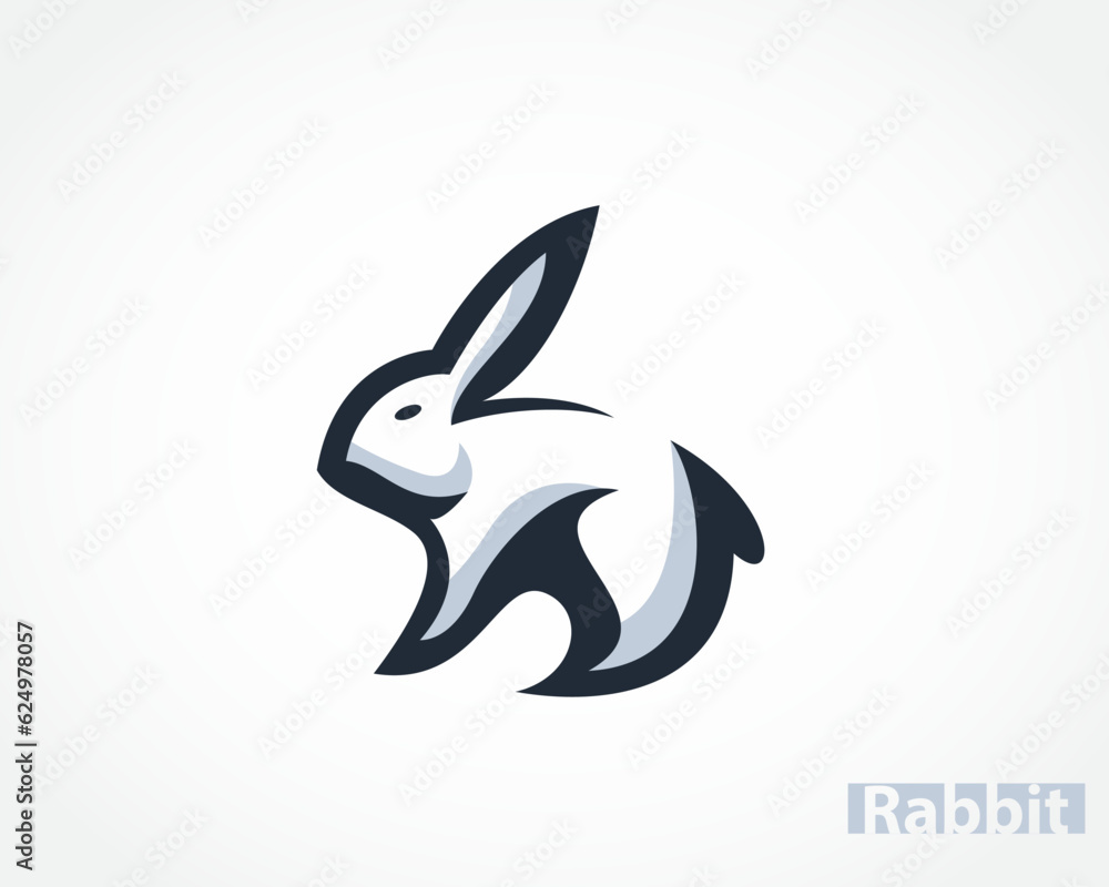 stand cartoon easter bunny rabbit logo design template illustration