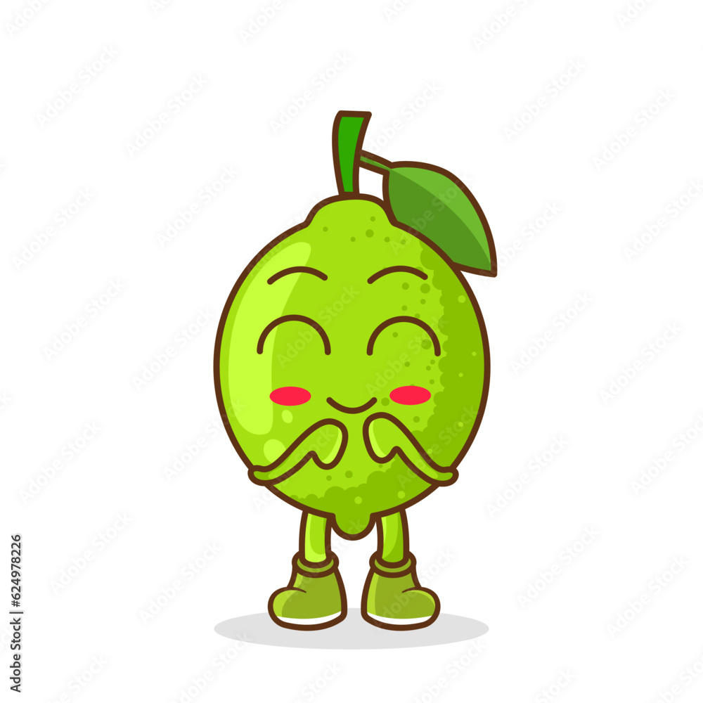 Cute, funny cartoon lime character. Illustration of a cute lime character who is pleased Cute, funny cartoon lime character. Illustration of a cute lime character who is pleased