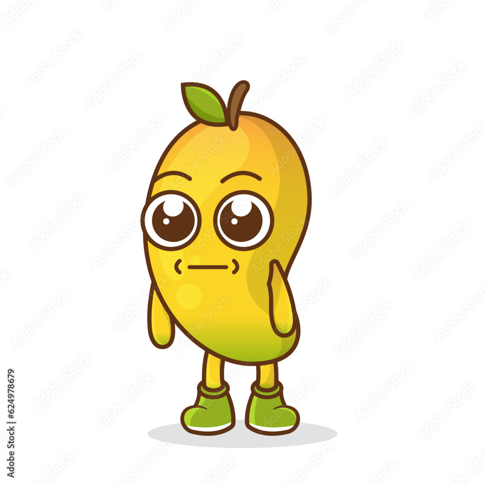 Vecteur Stock a picture of mango fruit with a flat expression. No words
