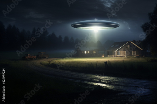 ufo in night fly over the house