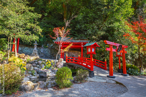 Beppu  Japan - Nov 25 2022  Hakuryu Inari Okami  White Dragon Inari Okami  shrine at Umi Jigoku hot spring in Beppu  Oita  one of Japan s most famous hot spring resorts