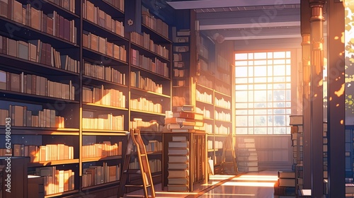 図書館の風景,Generative AI AI画像