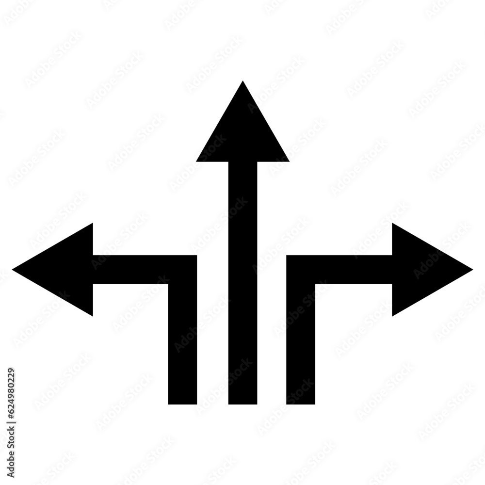Three way direction icon. Vector illustration. EPS 10. Three way direction icon. Vector illustration. EPS 10.