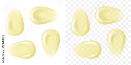 Pastel collagen jojoba cream round smudge 3d texture. Banana aqua milk lotion hygiene touch smear. Cosmetic dd base spf skincare display formula view