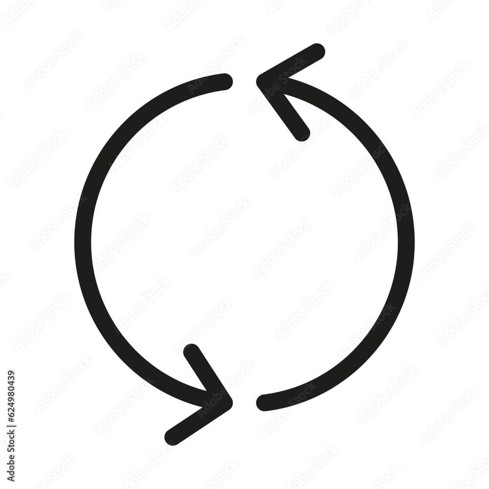 Round rotation arrow icon. Recycle symbol. Two arrow circle. Vector illustration. EPS 10. Round rotation arrow icon. Recycle symbol. Two arrow circle. Vector illustration. EPS 10.