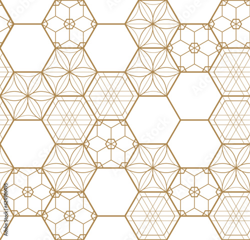 Japanese seamless pattern with geometric pattern vector. Asian background with oriental decoration in vintage style. 