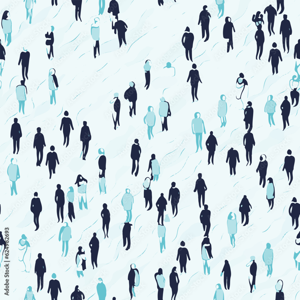 Crowd Simple Many little figures of people walking and standing outside alone ...