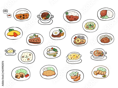 洋食の料理セット　イラスト