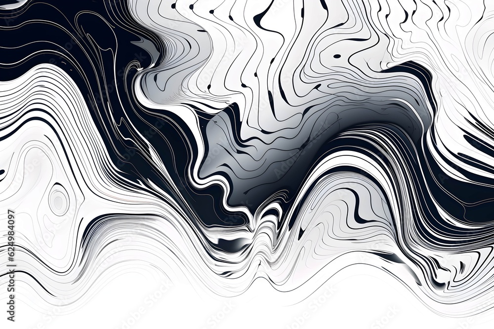 Black and white abstract wallpaper. Organic liquid and slimey shapes. Generative AI
