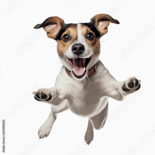 Fototapeta happy leaping ultra-realistic jack russell terrier