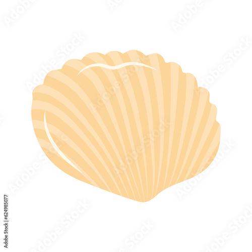 Seashell. Scallop. Cartoon flat illustration isolated on white background.