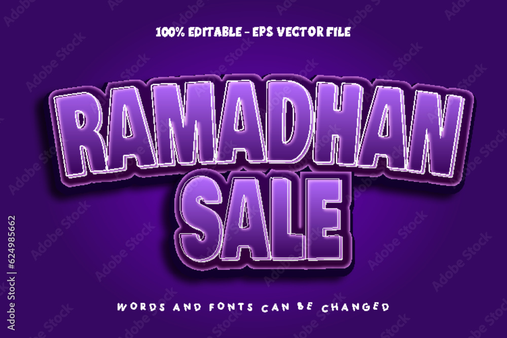 Ramadhan Sale Editable Text Effect Emboss Cartoon Style