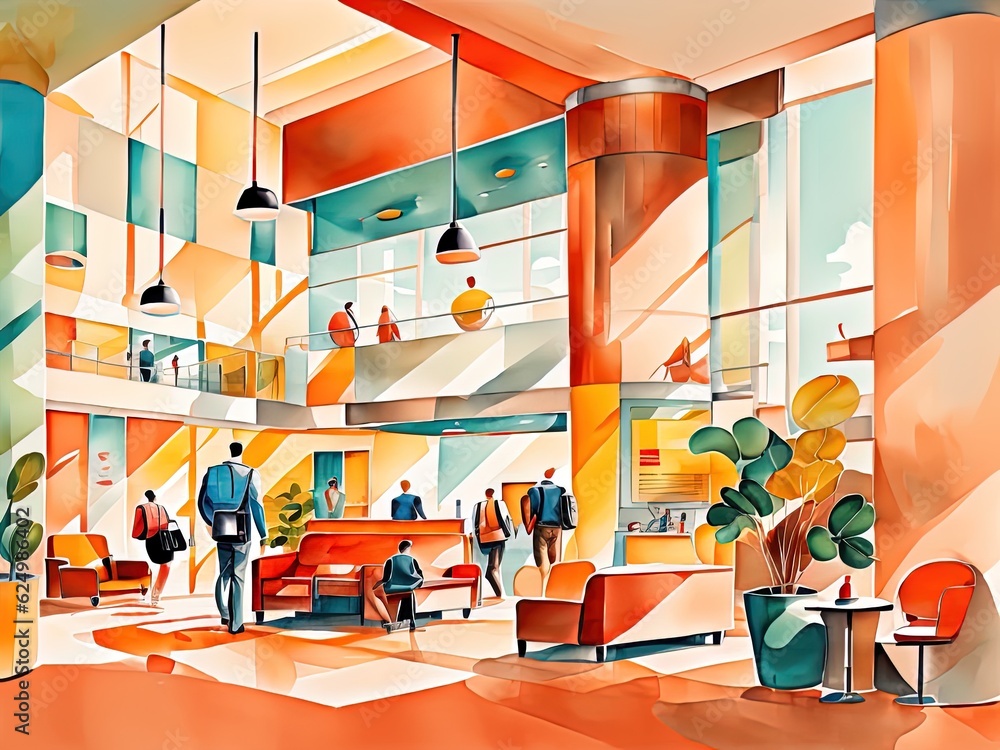 Fototapeta premium lounge of an airport Interior with Generative AI.