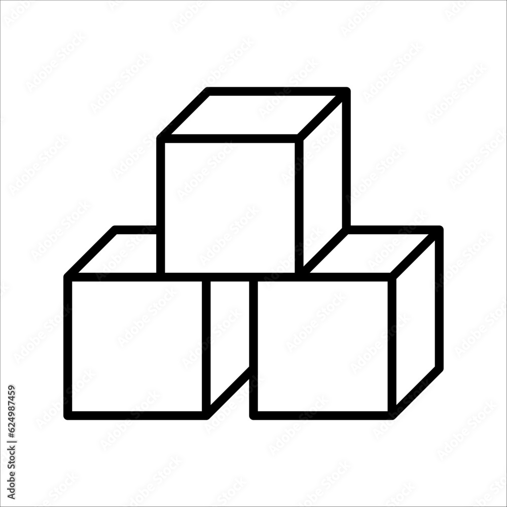 Three cubes vector line icon, vector illustration on white background Three cubes vector line icon, vector illustration on white background
