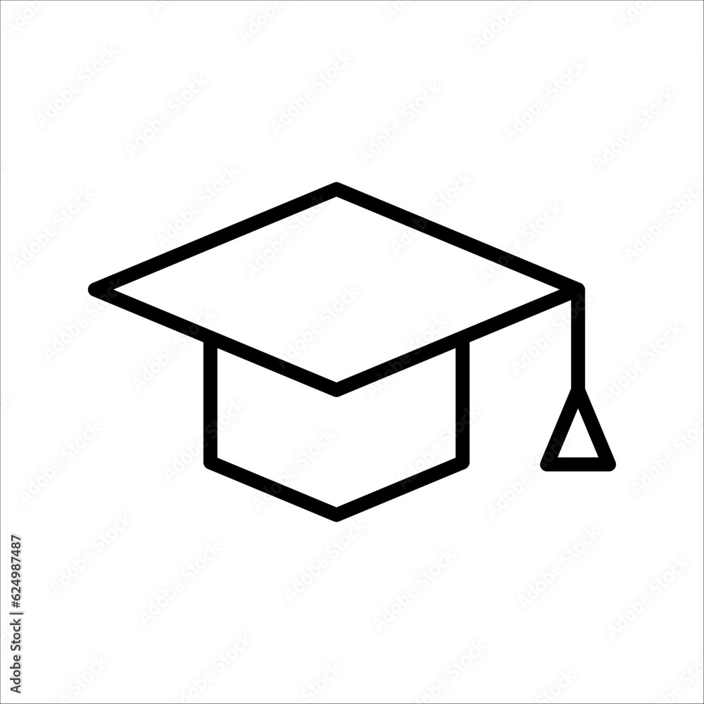 Graduation hat cap line art vector icon for education apps and websites, vector illustration on white background Graduation hat cap line art vector icon for education apps and websites, vector illustration on white background
