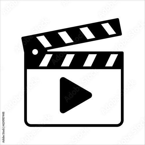 Clapperboard icon vector. Board clap for video clip scene start. vector illustrationon white background