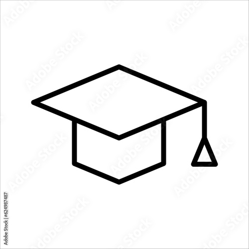 Graduation hat cap line art vector icon for education apps and websites, vector illustration on white background