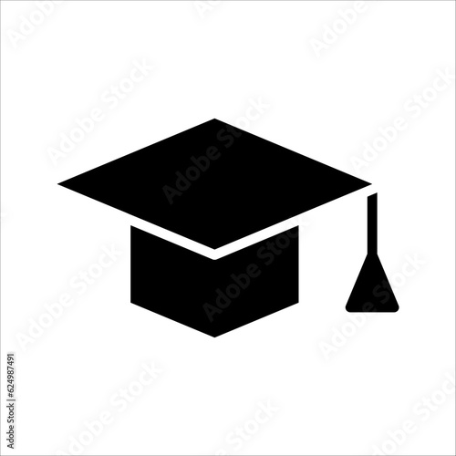 Graduation hat cap line art vector icon for education apps and websites, vector illustration on white background